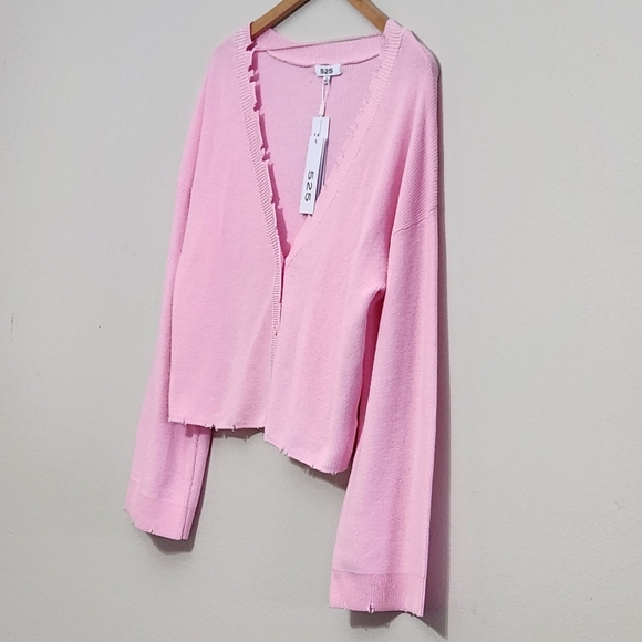 New!525 America  Pink V-Neck Button-Up Cardigan - Picture 2 of 10